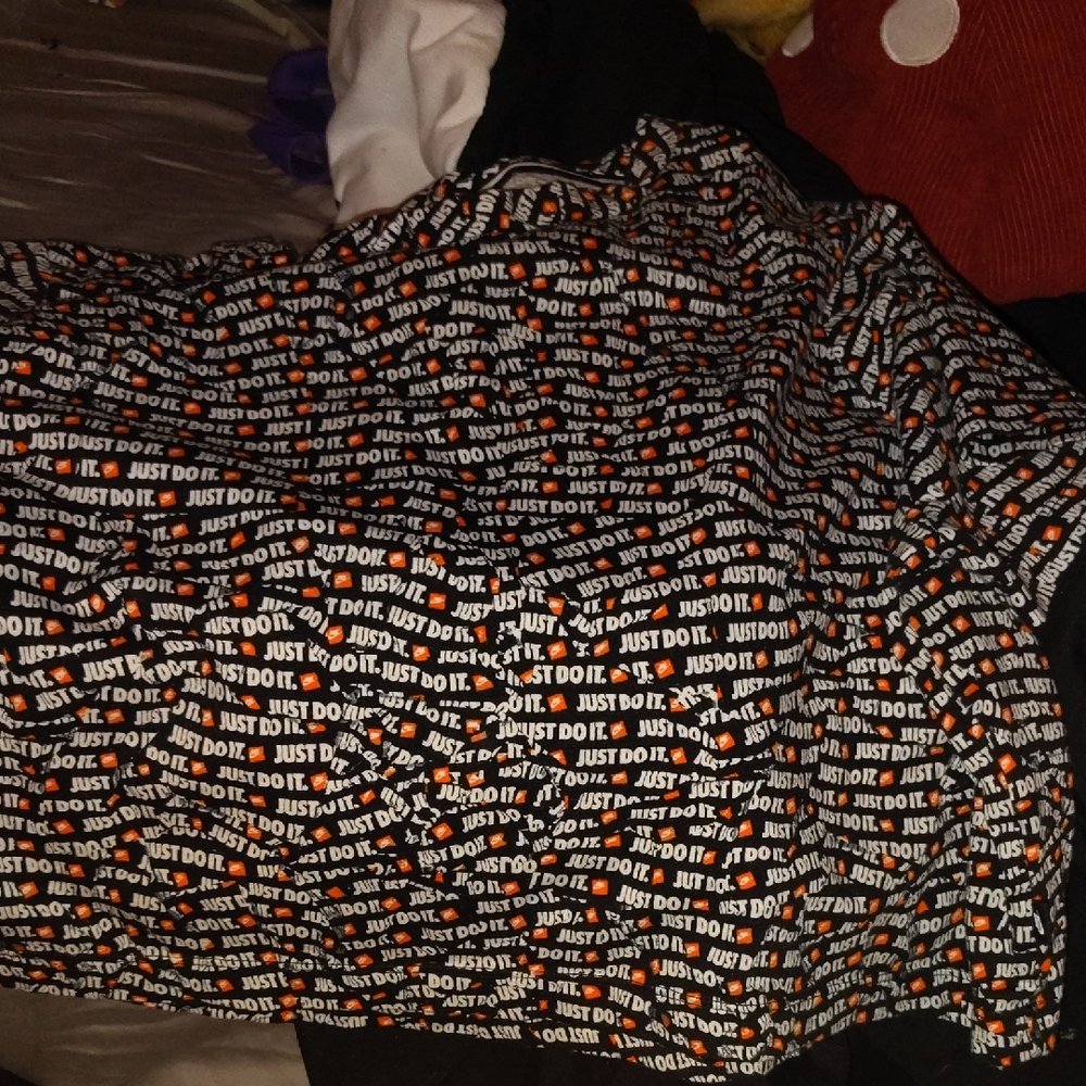 Nike Black and Orange 'Just Do It' Patterned crop top tee